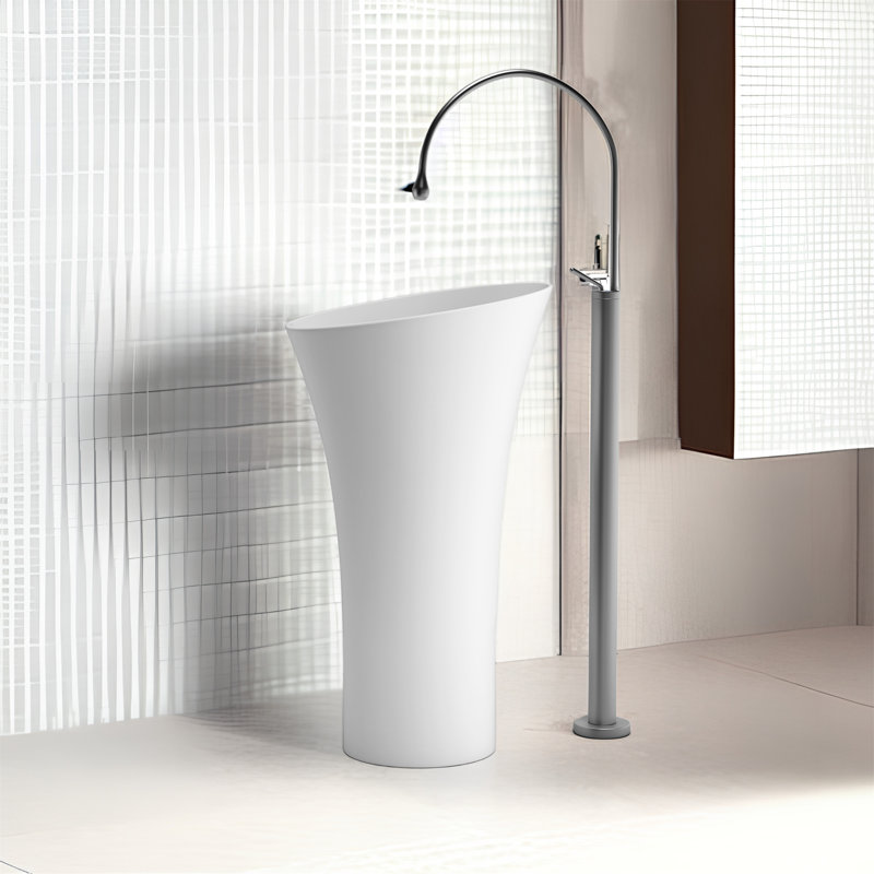 MONSFEST 20.27'' Solid Surface Circular Bathroom Sink