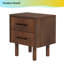 Table de chevet Mid-Century moderne en noyer - bois massif, 2 tiroirs Logan (finition noyer brun)
