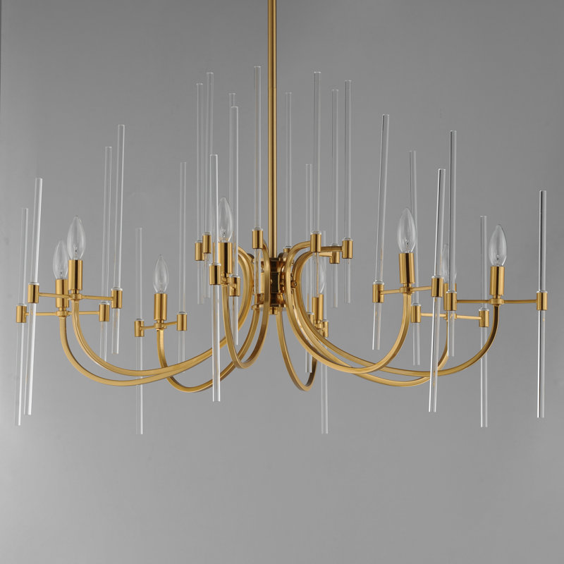 Bradt 8 - Light Steel Dimmable Classic / Traditional Chandelier, Heritage Brass