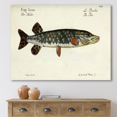 Portrait d'un poisson vert dans l'eau - peinture sur toile