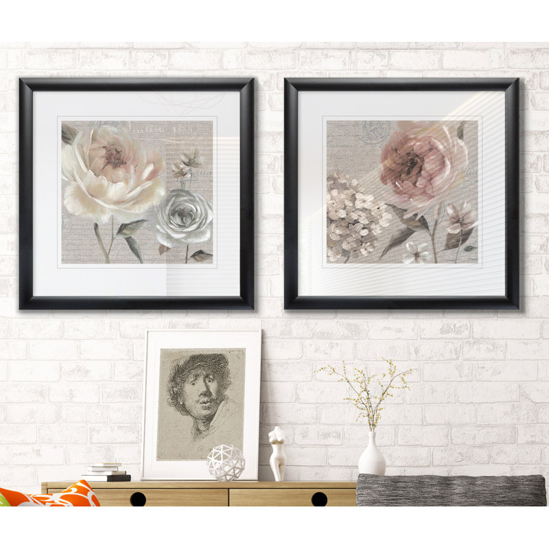 «Blush In Bloom I», ensemble de 2 peintures encadrées