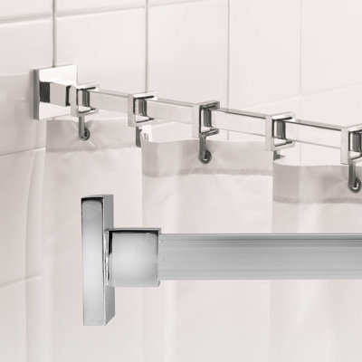 250cm Straight Shower Curtain Pole & Hook Set