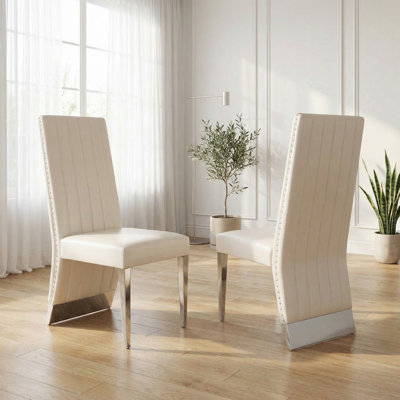 White Leather dining chairs