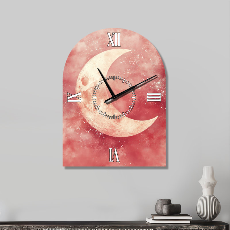 Blush Celestial Glow II - Ivory Boho Arch Wall Clock, 31" H x 23" W - Arch