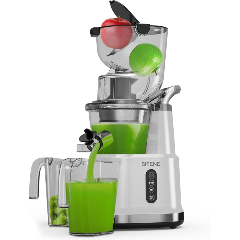 SIFENE Vertical Cold Press Juicer Machines, Quiet Masticating Juicer for Whole Fruits & Vegetables, 83mm Dual Mouth, High Juice Yield, Easy to Clean & Assemble, BPA-Free, Juicer for Celery, Greens, Carrots, Apples
