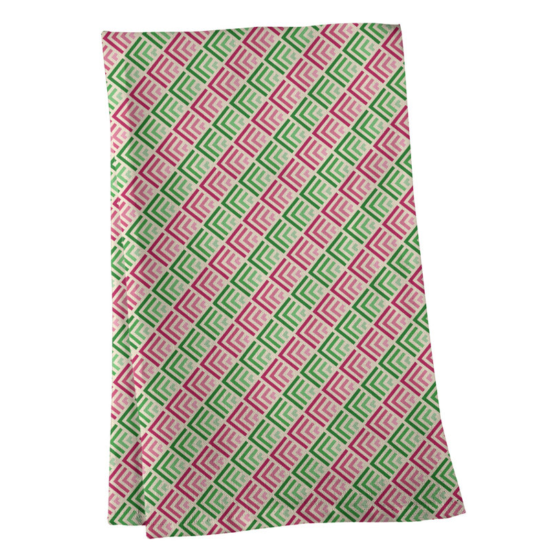 Mcguinness Tea Towel Kitchen Towel, Poly Twill, Pink/Jade