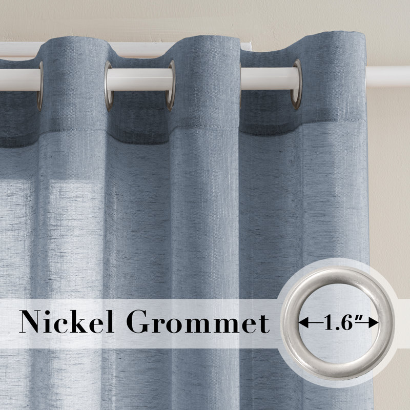 Linen Blended Textured Semi-Sheer Grommet Curtains - 37"/52" Widths Semi-Private & Light-Filtering Linen-Style Panels for Bedroom 