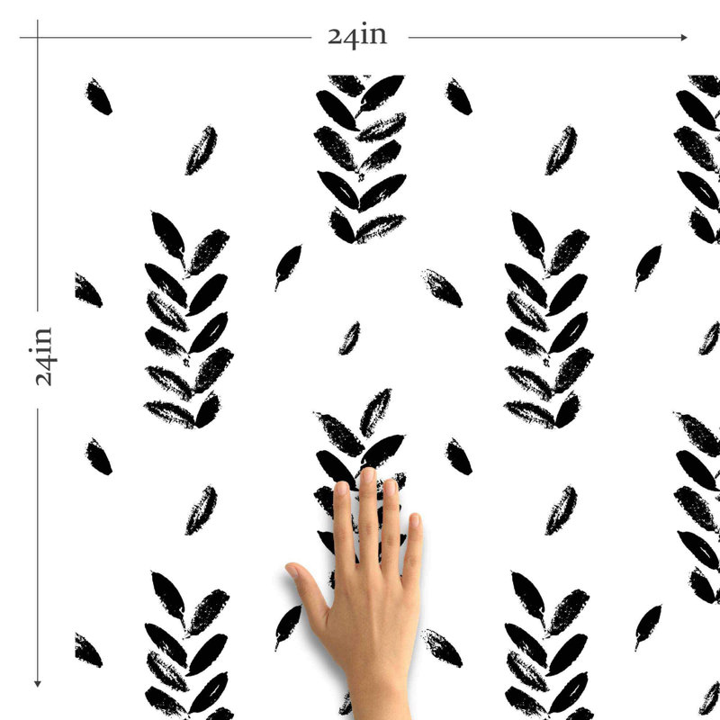 Carreau de papier peint auto-adhésif l 24 po Leaves, L 126 po x l 24 po