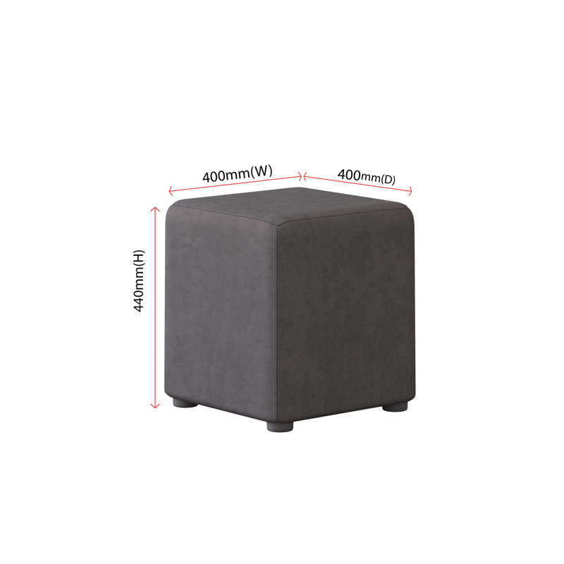 Aliete Accent Stool, Velvet, Asphalt Dark Grey