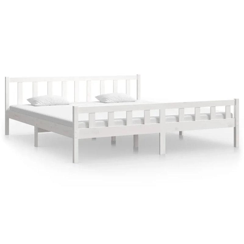 Bed Frame Solid Wood, White, European Kingsize (160 x 200 cm)
