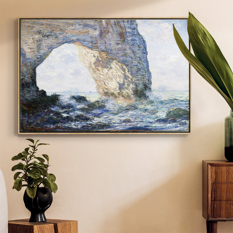 Monet, reproduction d'art encadrée sur toile par Claude Monet, H 17 po x l 25 po x P 2 po, Naturel