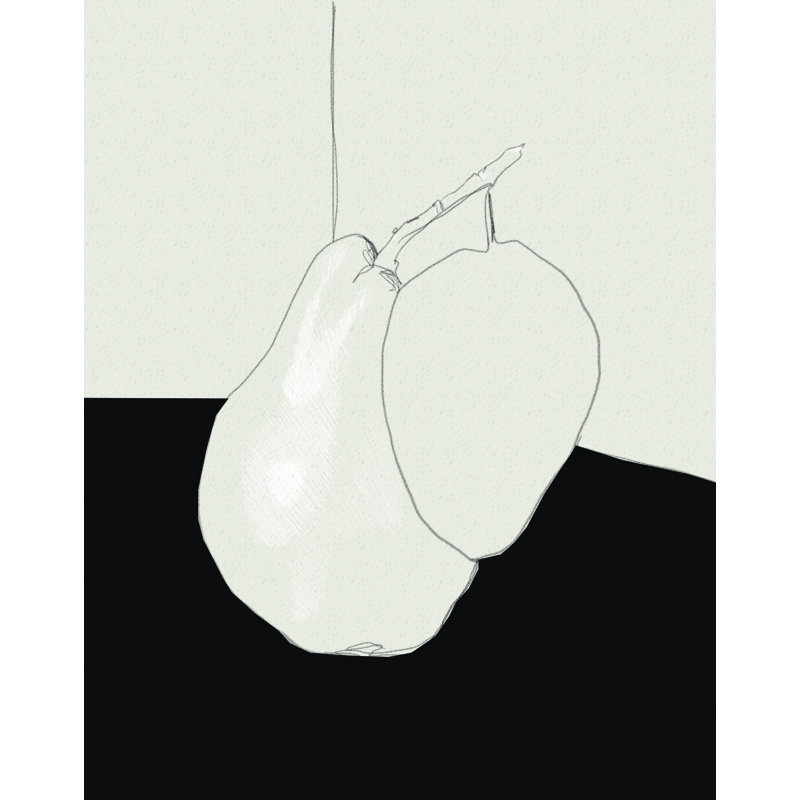 Pear Drawing - Painting Print, 46cm H x 30cm W, Black Floater Framed
