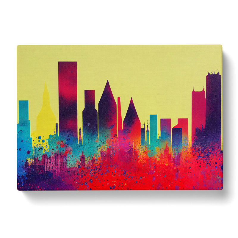 Splashed Skyscraper Skyline Vol.7 Abstract - Wrapped Canvas, 35cm H x 50cm W x 3cm D