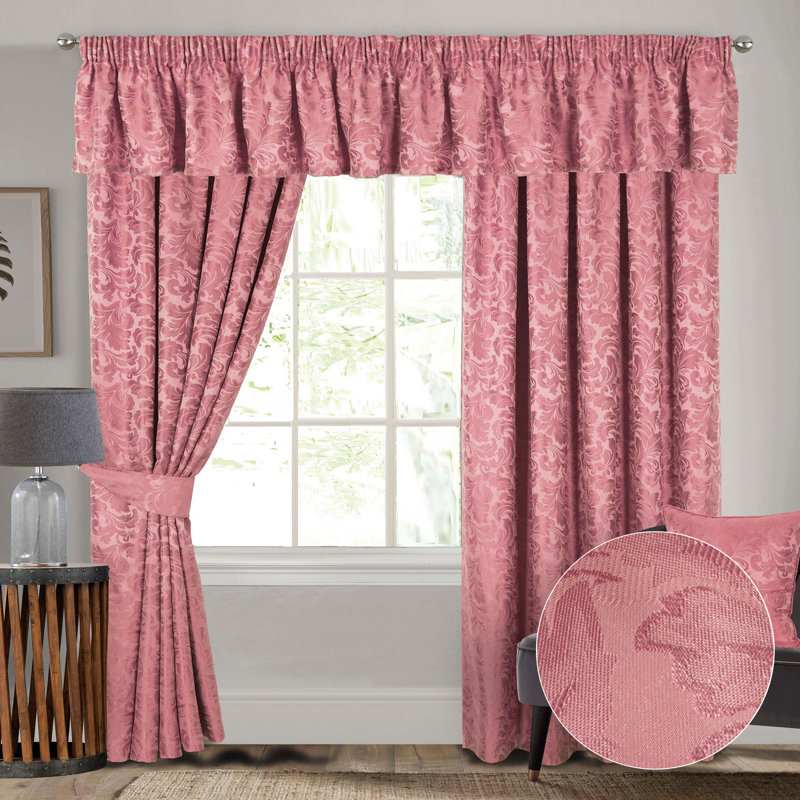 Aliska Floral Window Pelmet, 335cm Width x 41cm Drop, Pink