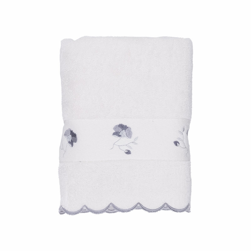 Jeanbaptiste Midweight Hand Towel, White/Grey