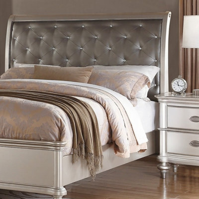 Structure de lit luxueuse en similicuir avec tête de lit capitonnée 1pc