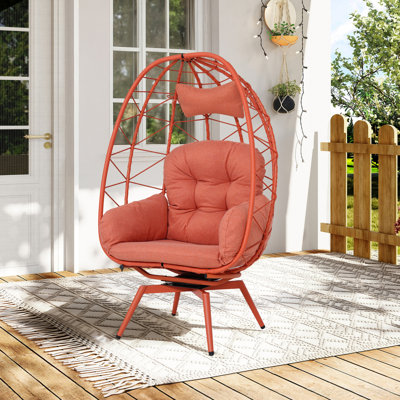 Fauteuil surdimensionné pivotant à 360 ° en rotin pour l'intérieur et l'extérieur avec coussins épais et amovibles