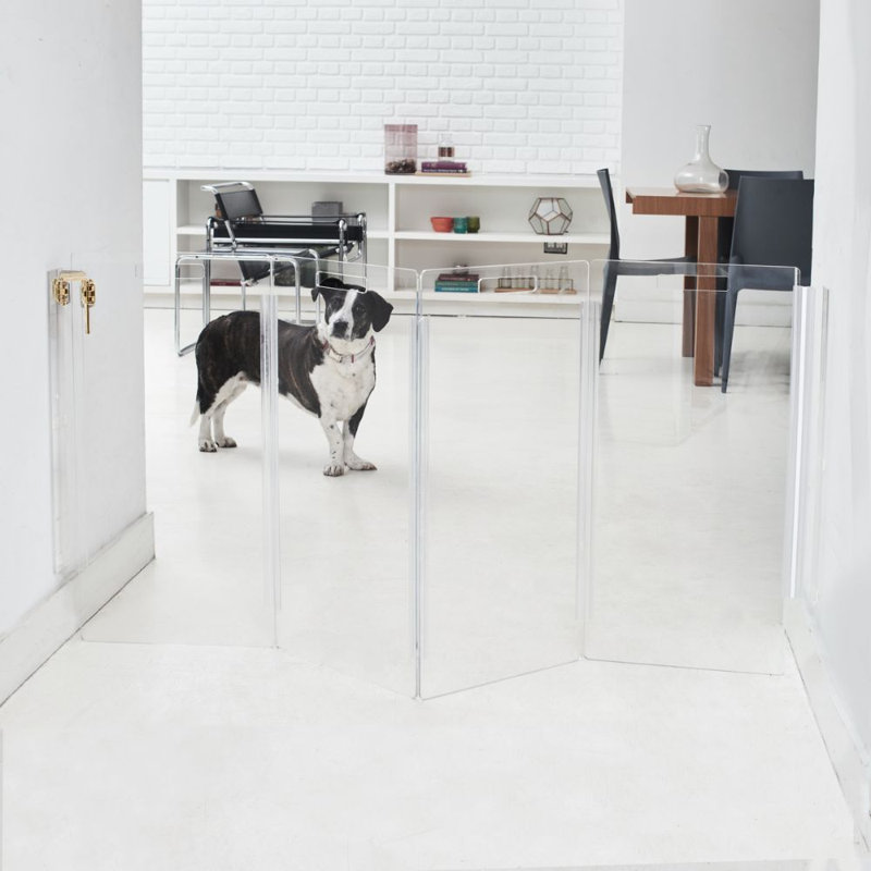 Barrière murale haute pour animaux Zig Zag , 10 panneaux, Doré