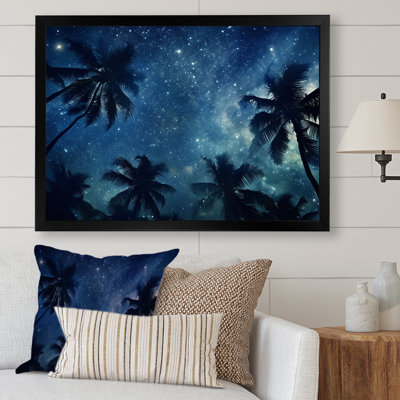 «Sapphire Magical Palm Tree Night», reproduction sur toile