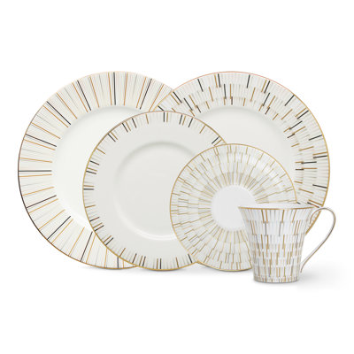 Prouna Luminous Piece Handmade Bone China Dinnerware Set In Gold;white