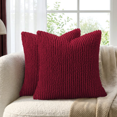 HOMEIDEAS Chenille & Velvet Euro Sham Throw Pillow Covers, Dual-Sided Textured Cushion Covers for Couch Sofa Bed