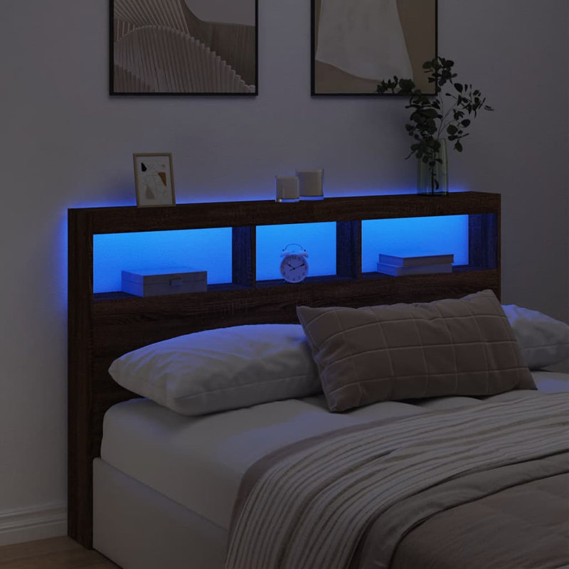 Cedria Headboard, Brown Oak, Kingsize - 160 x 200 cm