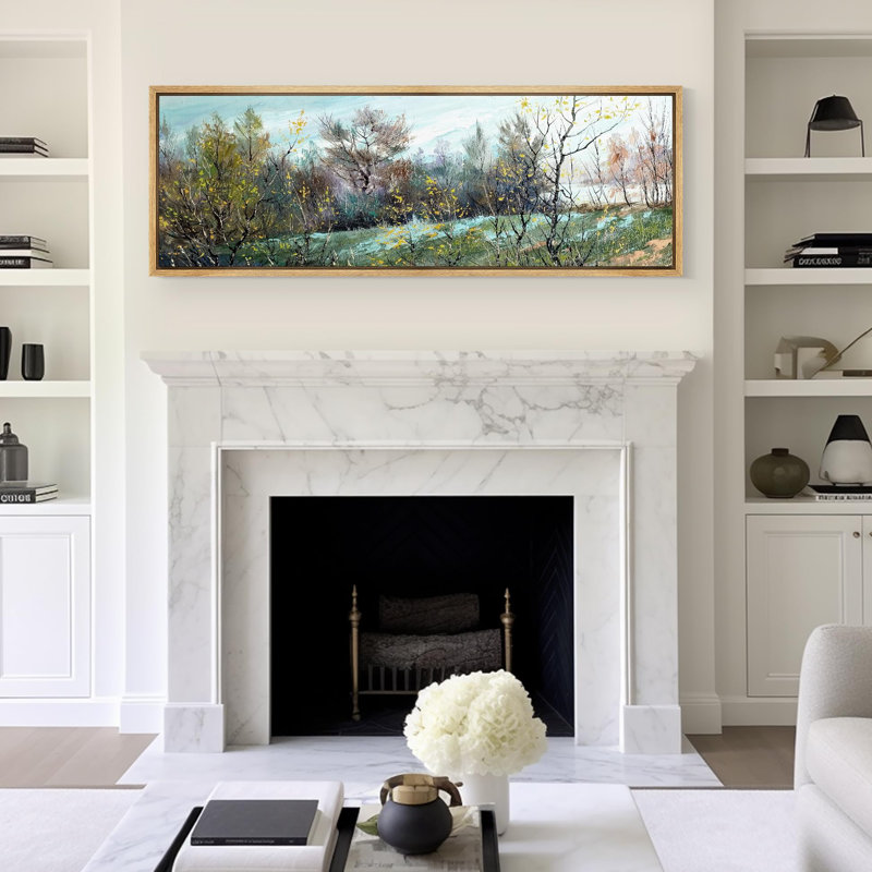 «Springtime Brushstroke Nature Scene», reproduction d'art sur toile, H 20 po x l 60 po, Naturel