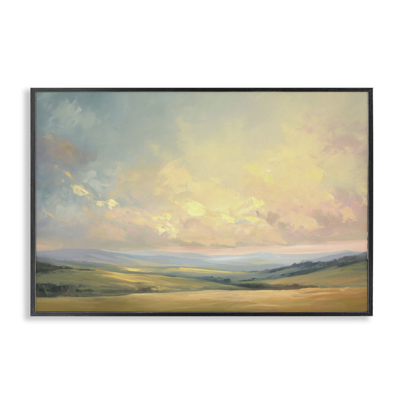  «Tranquil Twilight Fields», estampe numérique par Gina Kelly, H 12 po x l 18 po, Giclée encadrée noir minuit