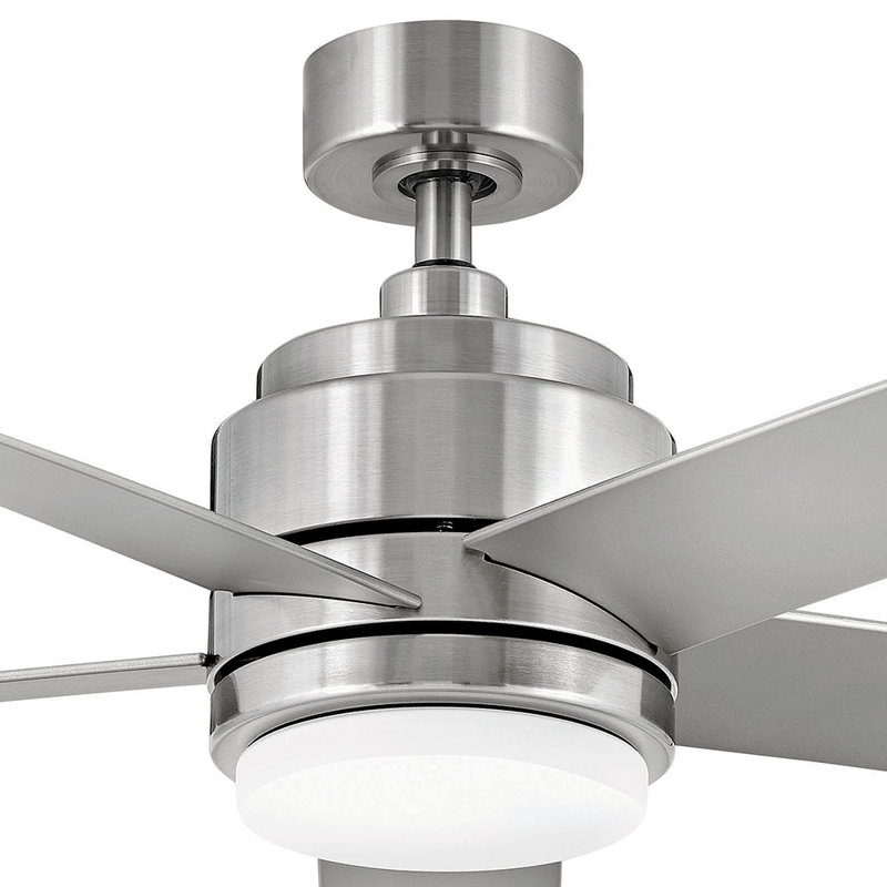 Ventilateur de plafond standard à DEL à 5 pales de 54 po avec commande murale et ensemble d'éclairage inclus, Nickel brossé