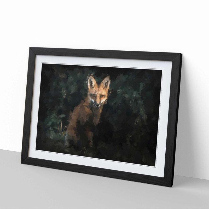 Portrait of a Fox in Abstract - Picture Frame Painting Print, Black, 60cm H x 91cm W x 2cm D