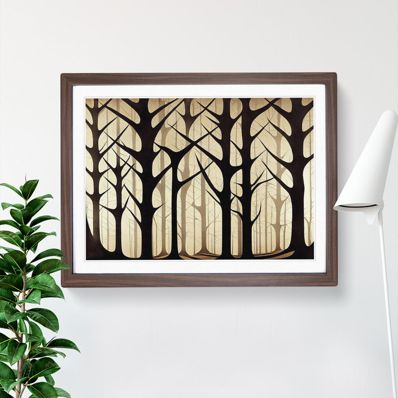 Magnificent Forest Abstract 1 Piece Single Picture Frame Wall Art, 46cm H x 64cm W x 2cm D, Walnut