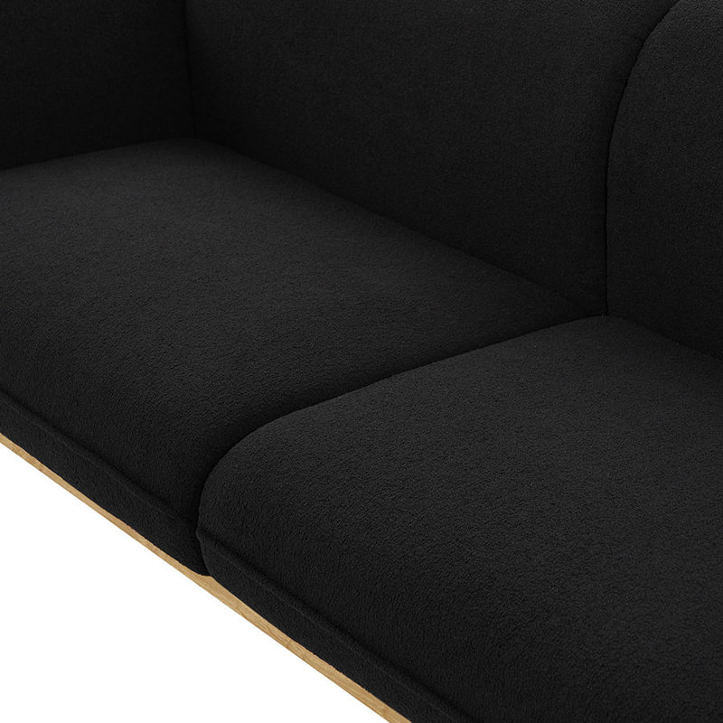 Chaise bouclée en tissu 40,5 po Nolita, Tissu bouclé noir