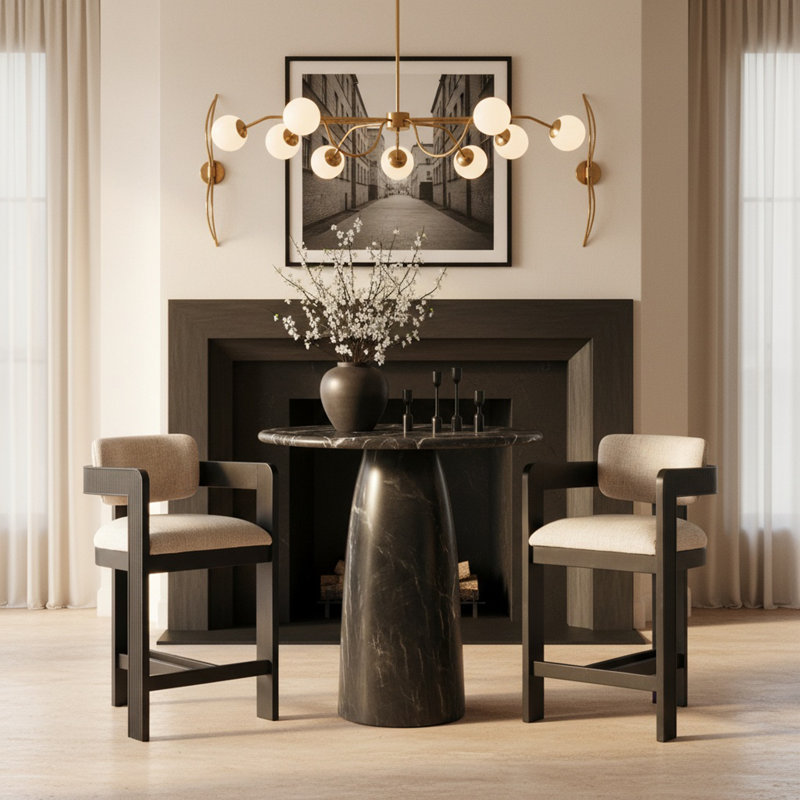 Table de hauteur comptoir intérieur / extérieur Coserza, H 36 po x l 42 po x P 42 po, Noir