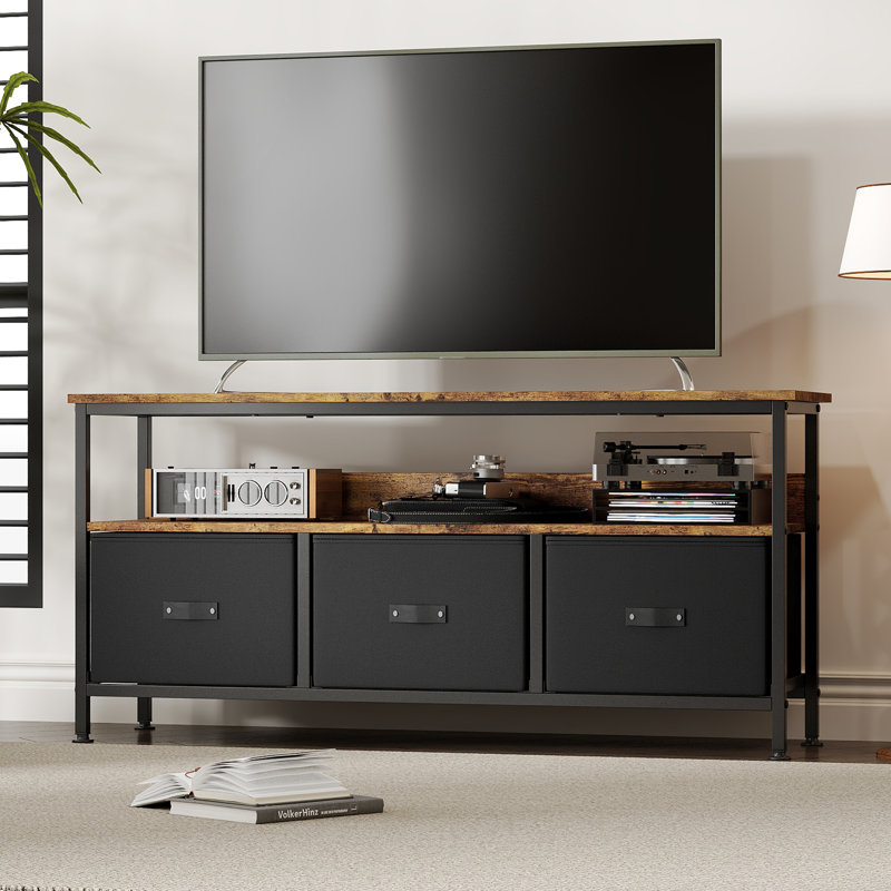 47" TV Stand Dresser with 3 Fabric Drawers Media TV Console for TVs up to 55", Brown