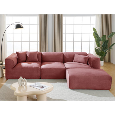 122'' Velvet Sofa With Ottoman