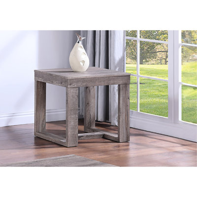 Table de bout forte rustique brun gris et brun clair pour le décor du salon en bois brun clair, maisons contemporaines