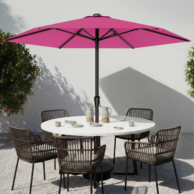  9 ft Patio Umbrella Outdoor Market Umbrella with Crank Lift,Sun Shade Cover for Garden, Deck, Poolside , Pink