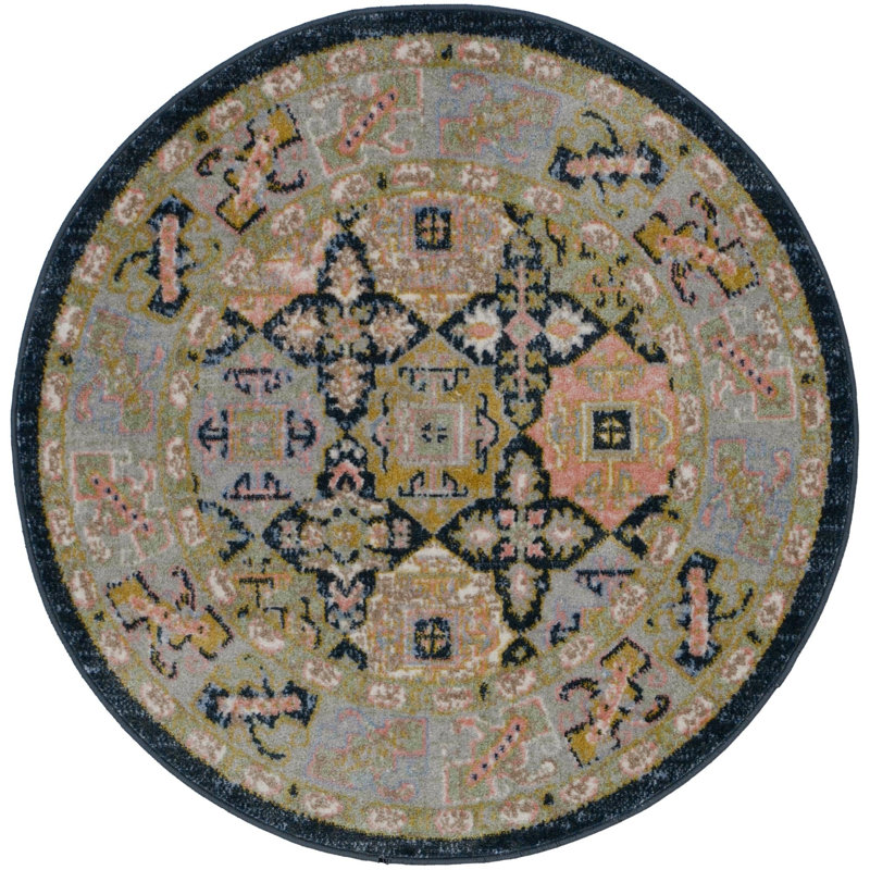 Taslin Rug, Vintage/Neutral Tone, Round 3'3''