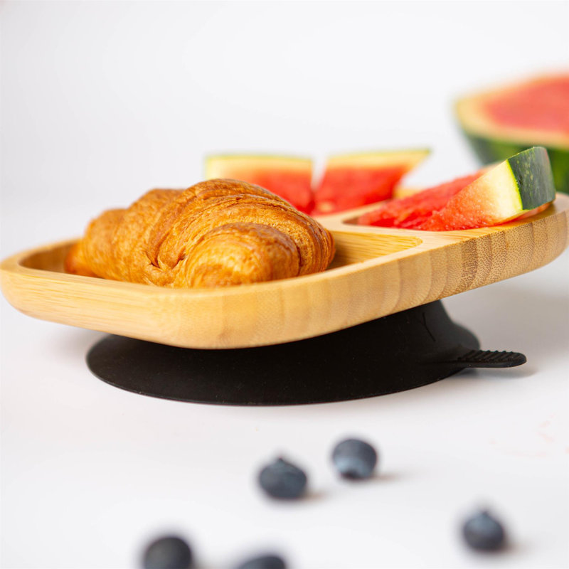 Tiny Dining Children's Bamboo Plate Suction Cup, Black