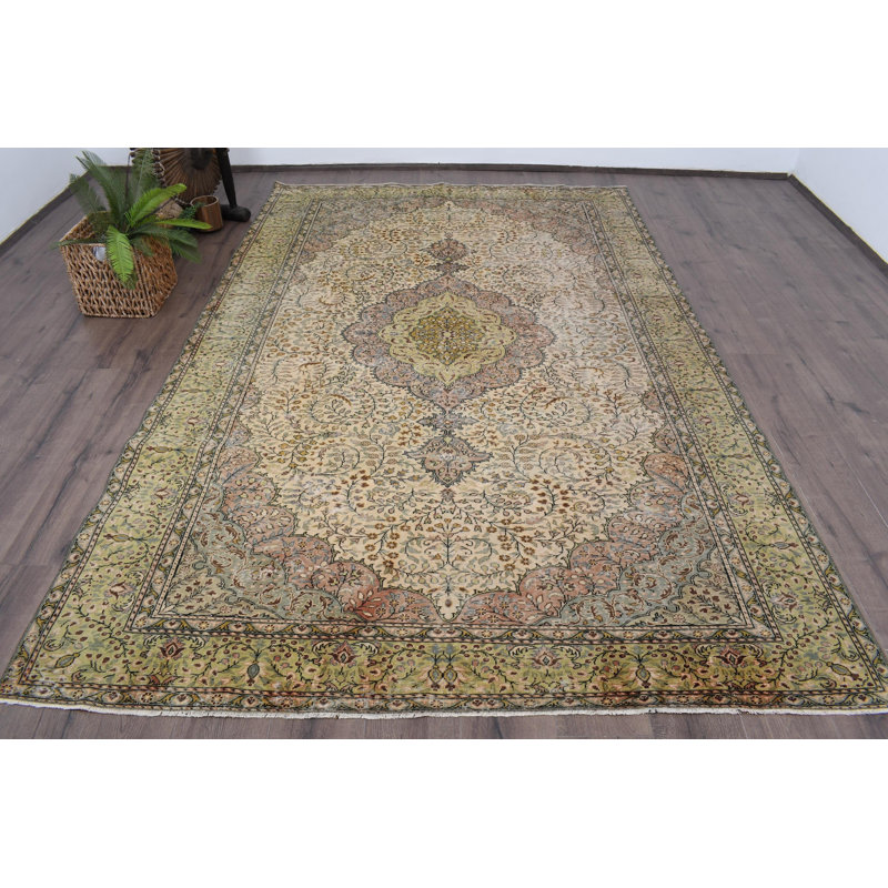 Tapis classique en laine patchwork vert 76 x 115,4 pouces