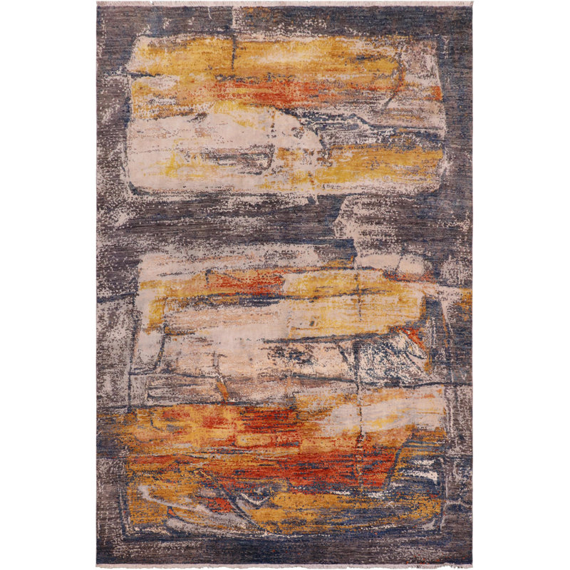 Tapis rectangulaire en laine de conception unique 8 pi 1 po x 10 pi 2 po Tency