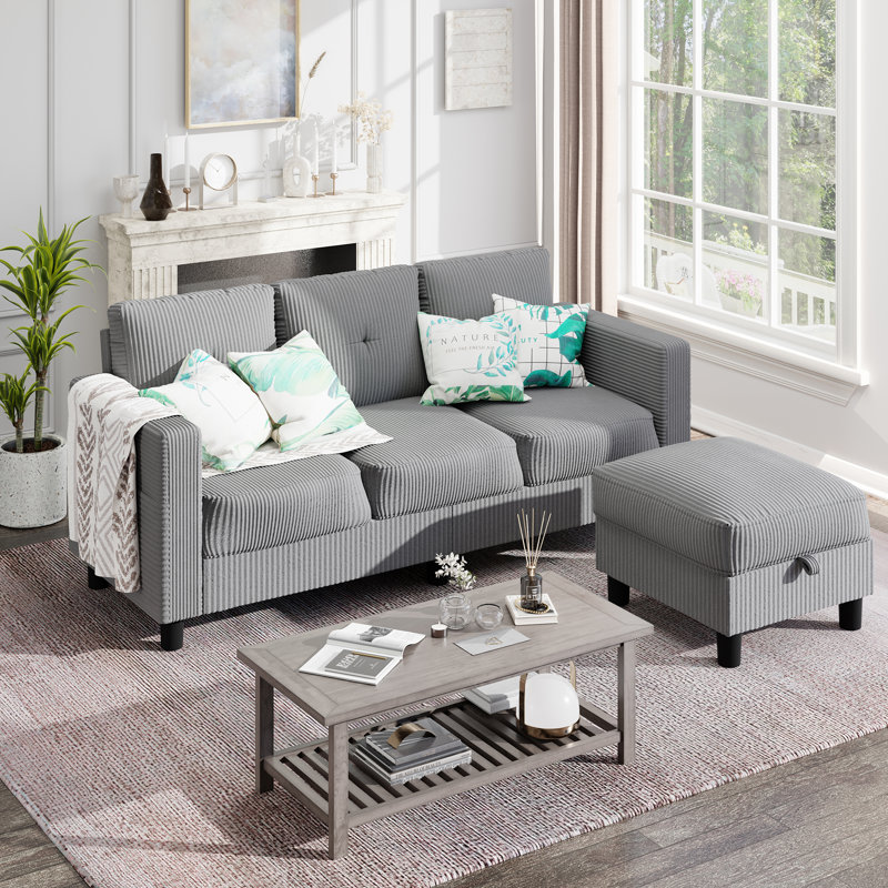  76.5" Upholstered Sofa Couch, Light Gray