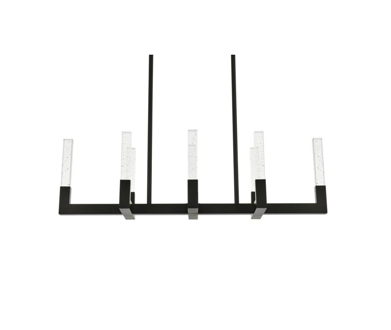 Luminaire suspendu réglable Hakken, H 50,5 po x l 42 po x P 12 po, Noir, 8 Lights