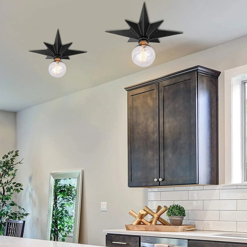 Plafonniers et plafonniers encastrés 11,8 po avec globe en verre noir moderne pour salon et chambre à coucher, Noir mat