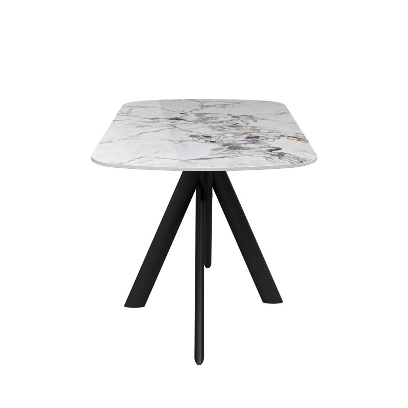 Dining Table with Stainless Steel Base