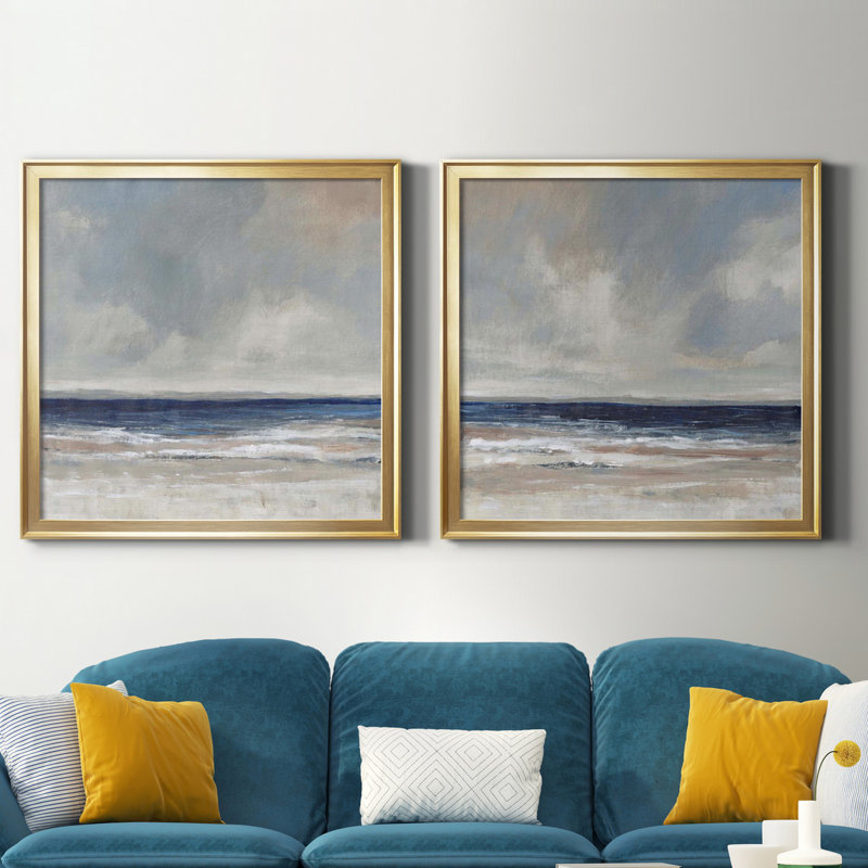 «Distant Land I», ensemble de 2 reproductions d'art encadrées, H 26,5 po x l 53 po x P 1,5 po, Pas de tapis