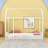 Twin Metal House Bed With Fence-Style Guardrails-2092570744