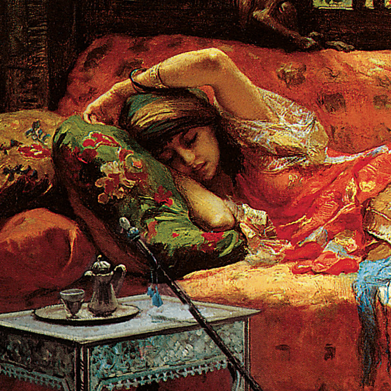 «The Siesta» par Frederic Arthur Bridgman, reproduction d'art encadrée, H 20 po x l 27,5 po x P 1,25 po