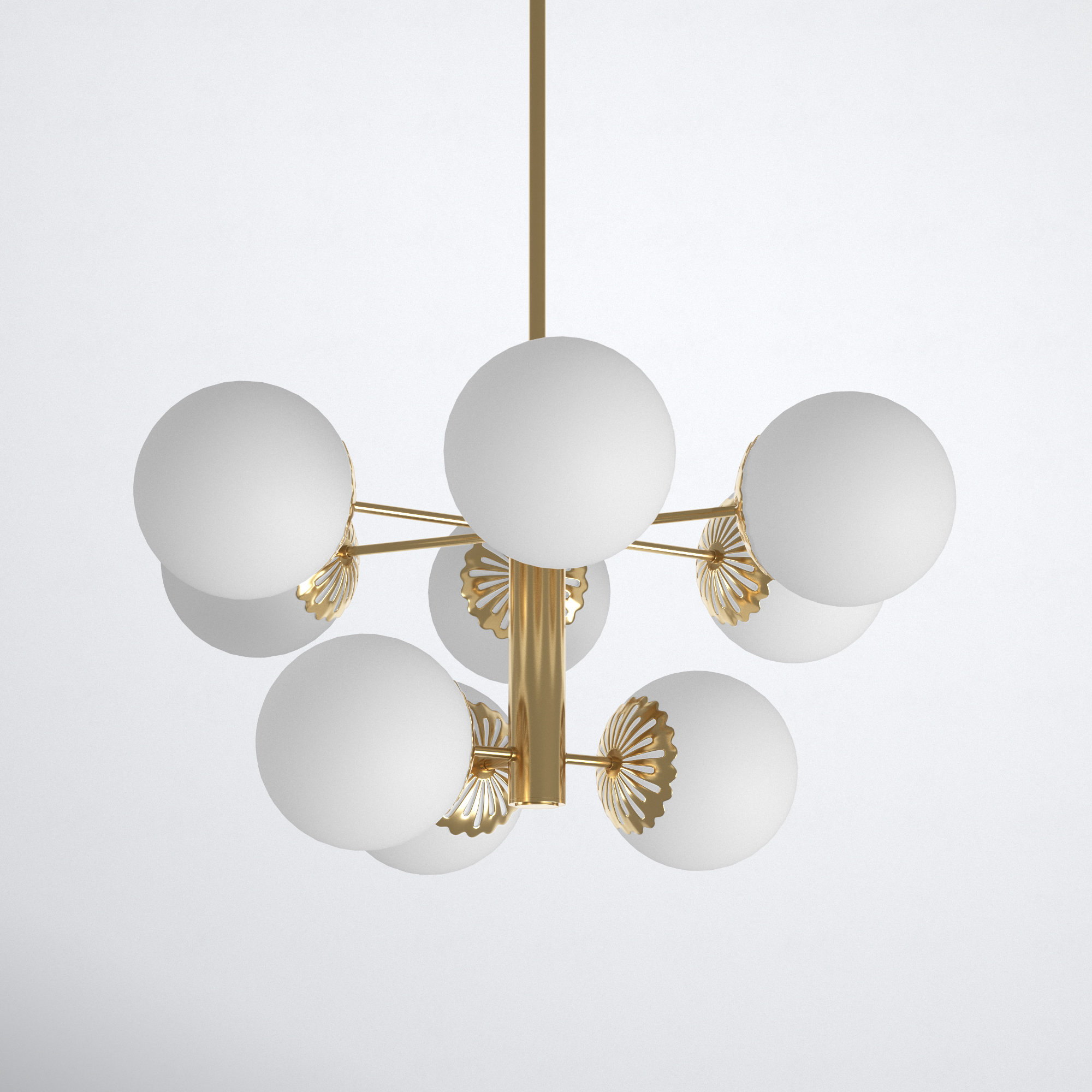 Deniaud 9 - Light Metal Sputnik Chandelier, Aged Brass