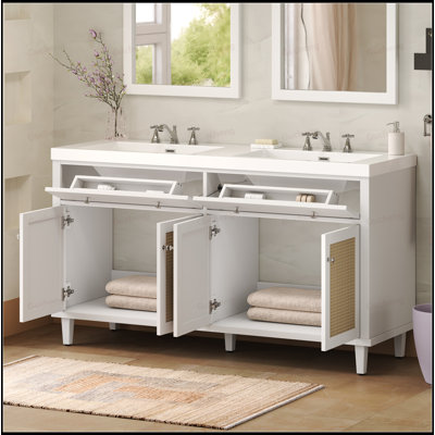 60Inch Bathroom Vanity With Double Sink With Soft Closing Doors